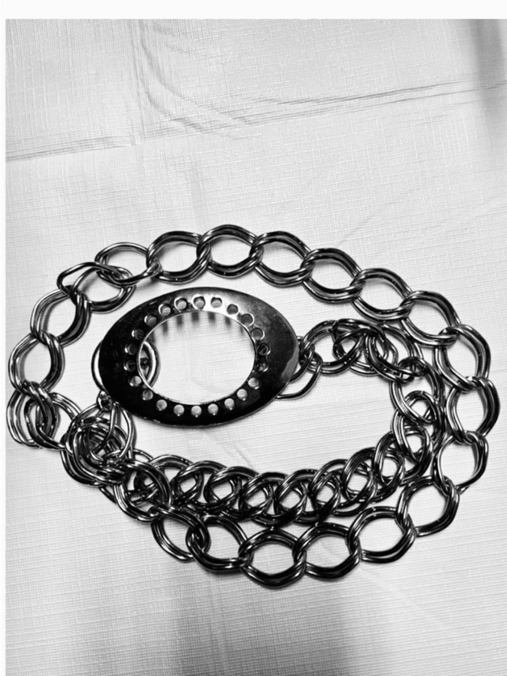 Vintage Silver Chain Belt Adjustable Link Statement Waist Belt One Size